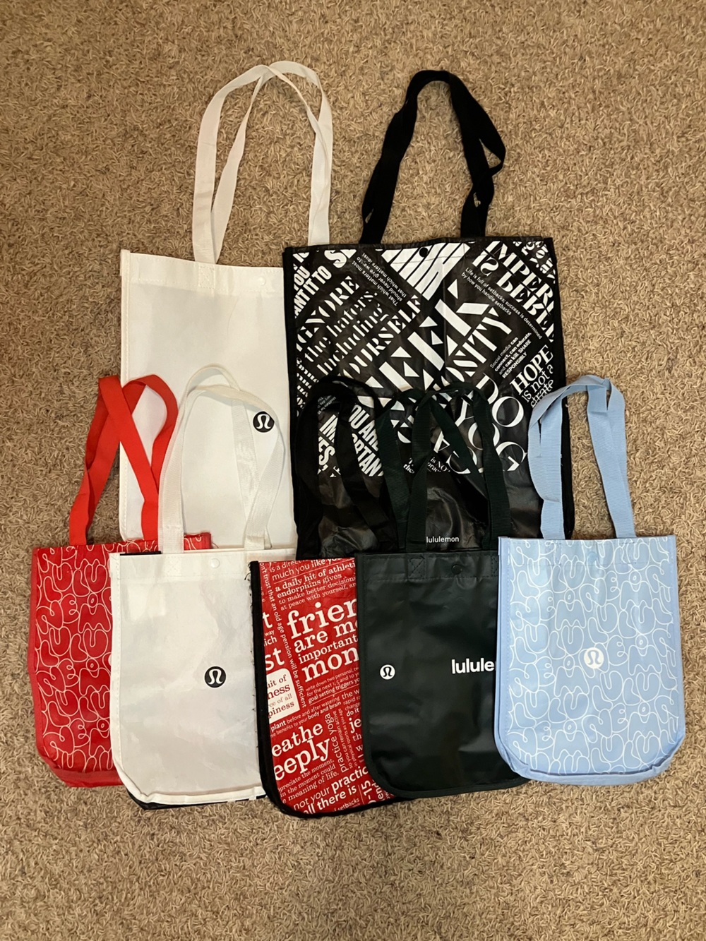 Lululemon Athletica Reusable Shopping Tote Bags Lot Of 7